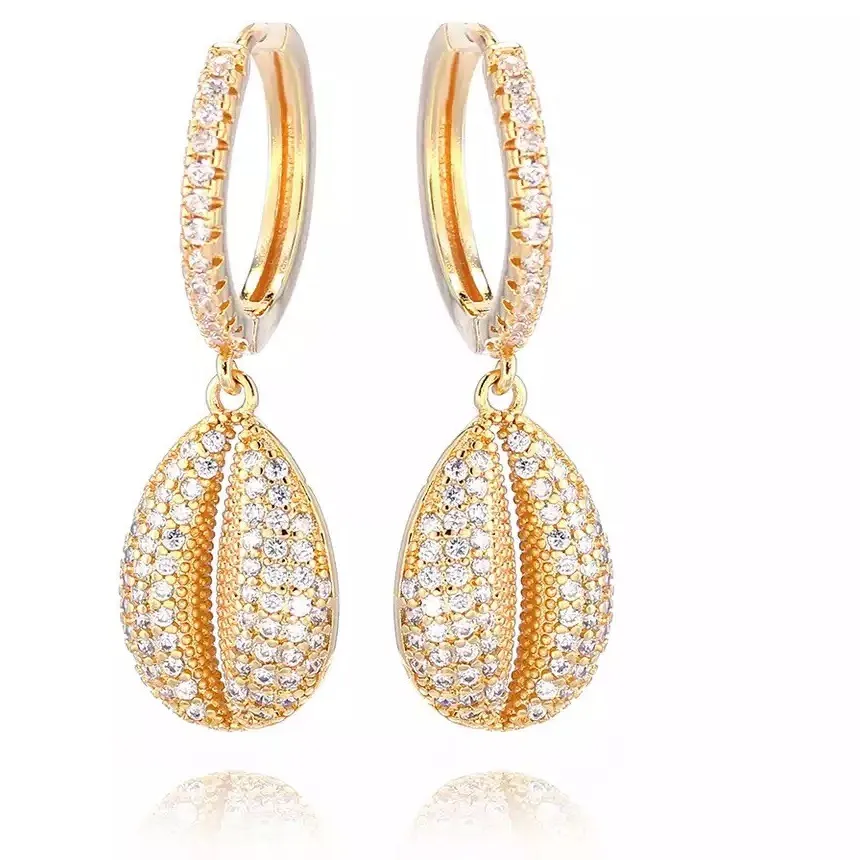 Authentic Tides of Abundance Cowrie Shell Hoops - 14K Gold Plated Oceanic Talisman