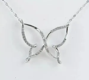 Authentic The Ethereal Transformation: 1Ct Round Cut Moissanite Butterfly Pendant in 14k White Gold Finish