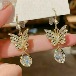 Authentic Butterfly of Radiant Bliss: 3.00 Ct Lab-Created Diamond Teardrop Stud Earrings