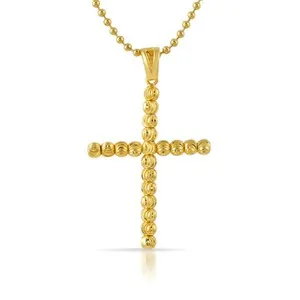 Authentic Gold 925 Sterling Silver Gold Plated Moon Cut Cross Pendant