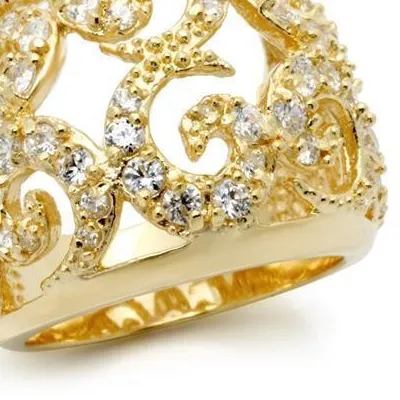 Authentic Women's Gold Plated Brass Ring CZ Clear - Valentine's Day, Christmas | Teacher, 