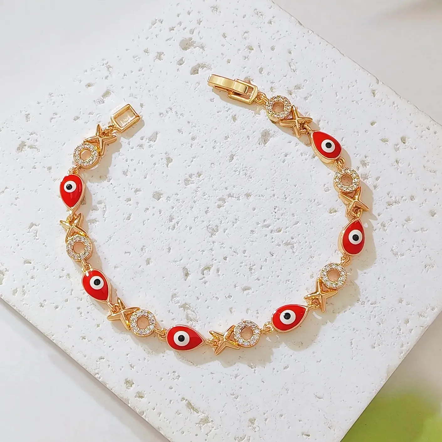 Authentic The Crimson Gaze: 14K Gold-Plated XO Protection Talisman