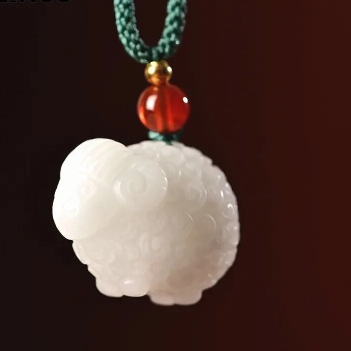 Authentic Sacred White Jade Zodiac Sheep Talisman of Serene Harmony