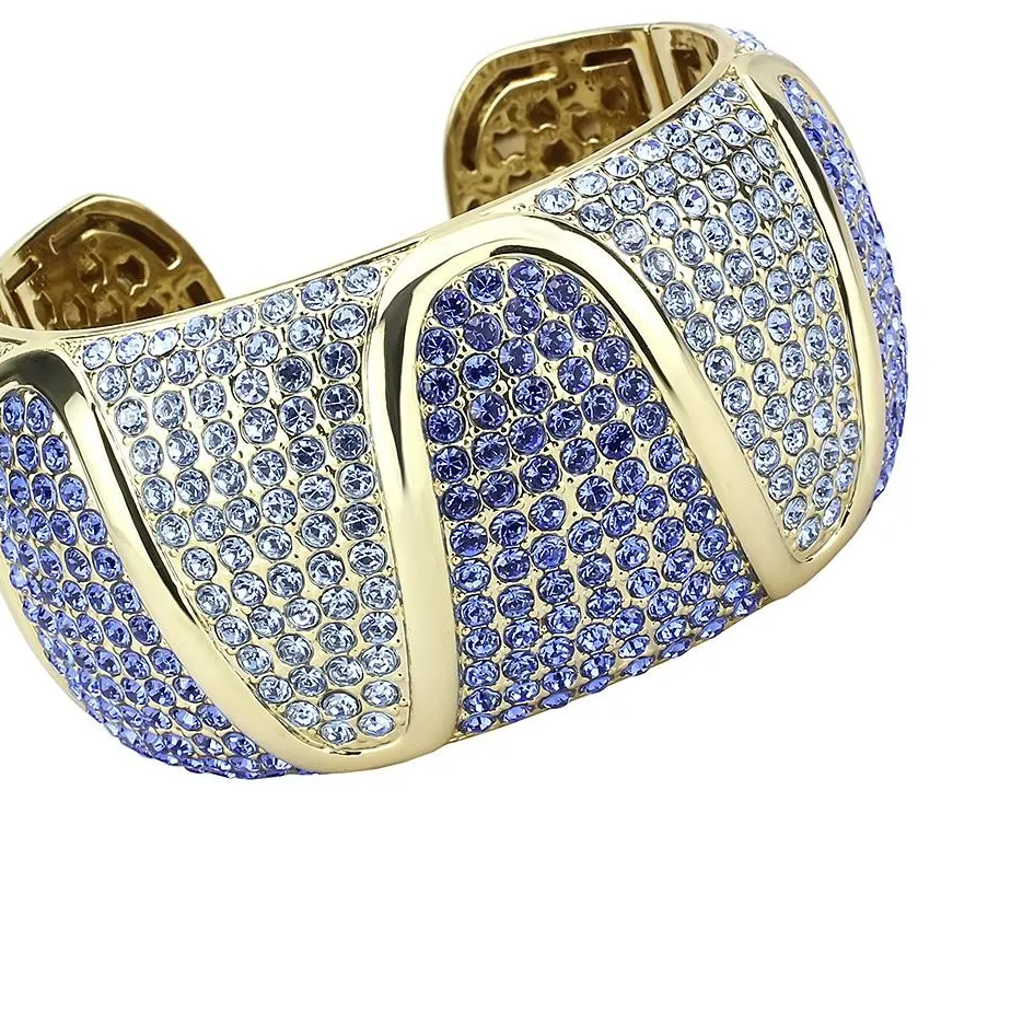 Authentic Women's Gold Plated Brass Bangle Crystal Multi Color - Holiday Gift, Graduation 