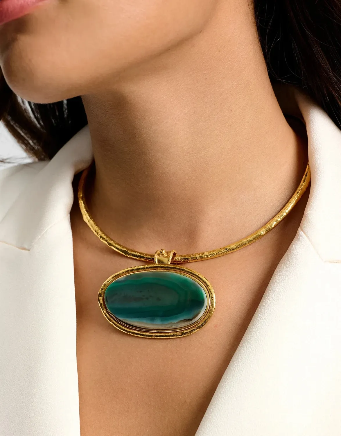 Authentic The Sylvia Toledano Dakota Green Agate Talisman in 22 Karat Gold
