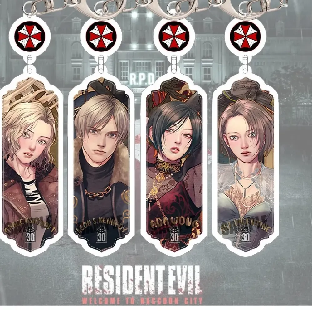 Authentic Resident Evil Leon S. Kennedy Ada Wong Chris Redfield Acrylic Keychain Bag Charm Pendant Game Fans Collection