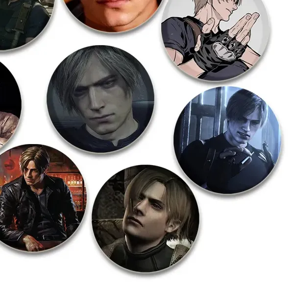 Authentic Evil Game HD Print Pins Leon Kennedy Round Brooches Handmade Creative Badge for Backpack Hat Jewelry Accessories 32/44/58mm