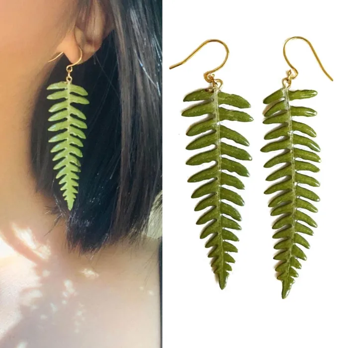 Authentic Whispers Of The Forest Sacred Fern Leaf Talisman Earrings