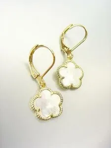 Authentic Radiant Blossom Talisman: Mother of Pearl & 18kt Gold Petite Dangle Earrings