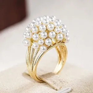 Authentic Guardian's Halo: 18k Gold Plated Pearl Shell Band Ring