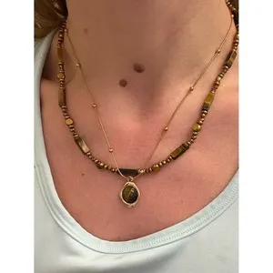 Authentic The Solar Guardian: Gold-Plated Tiger's Eye and Earth Stone Amulet Set