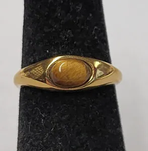 Authentic Tiger's Eye Aegis Ring: Golden Guardian of Fortune