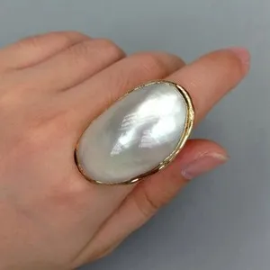 Authentic Mystical Haven: Protective White Shell Bezel Ring