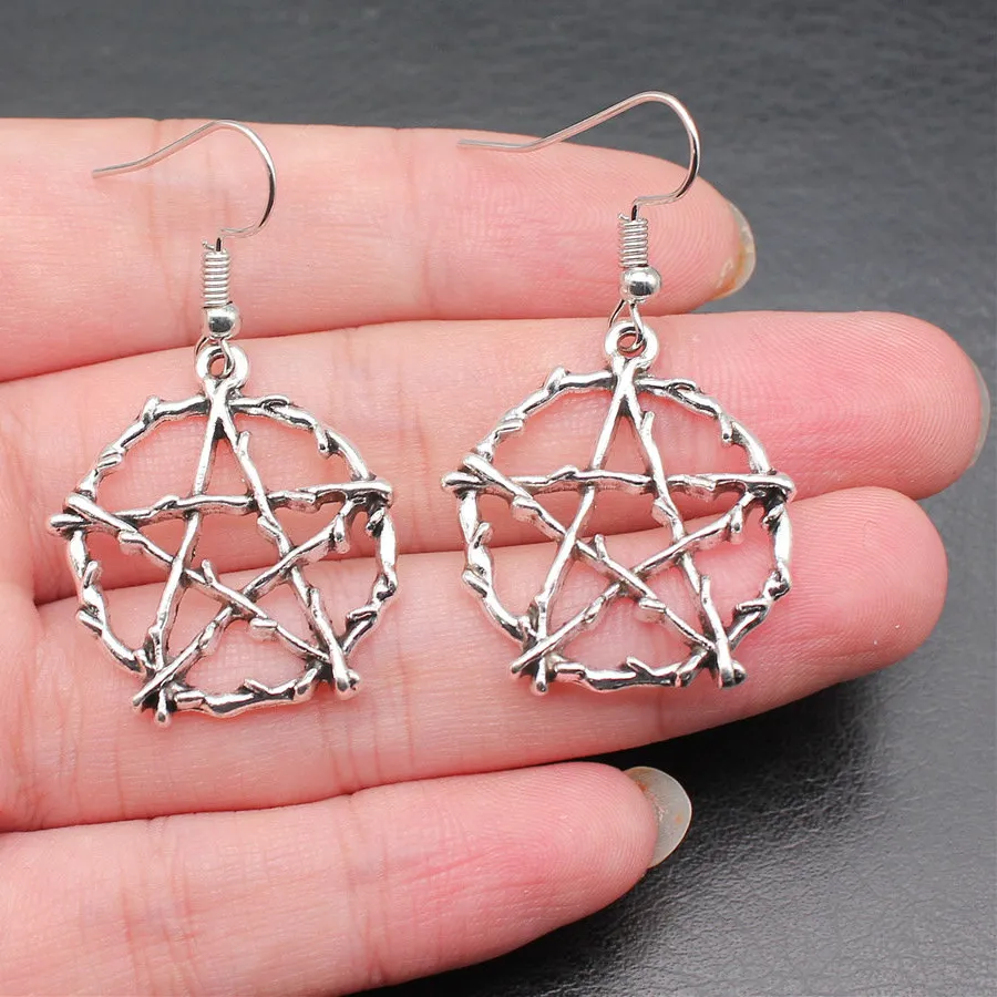 Authentic Drop & Dangle Earring Star Moon Pentagram Bohemian Jewelry