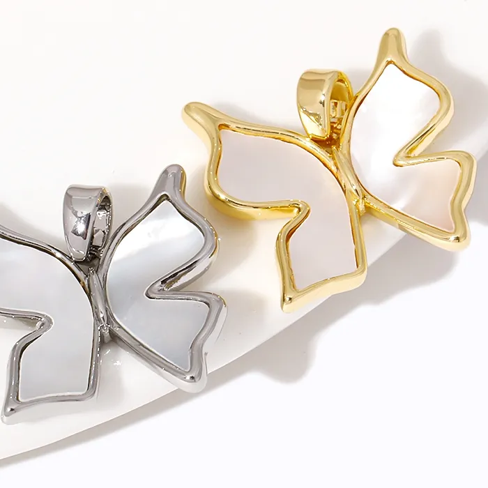 Authentic 18K Gold Plated Brass Natural Shell Butterfly Charms Pendants For DIY Jewelry Making Supplies Handmade Craft Jewelry Findings