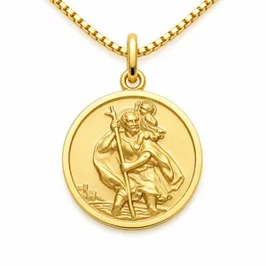 Authentic The Wayfarer's Radiant Guardian: Gold-Plated St. Christopher Amulet