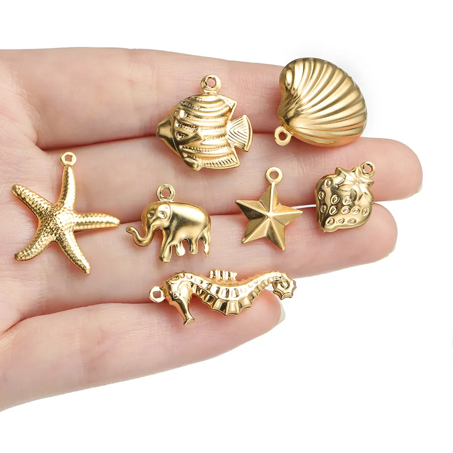 Authentic Celestial Guardians: Starfish Shell Pendants of Golden Radiance