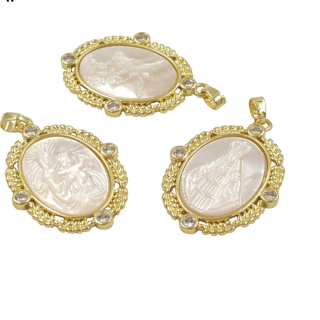 Authentic The Golden Radiance of the Lady of Grace Shell Pendant