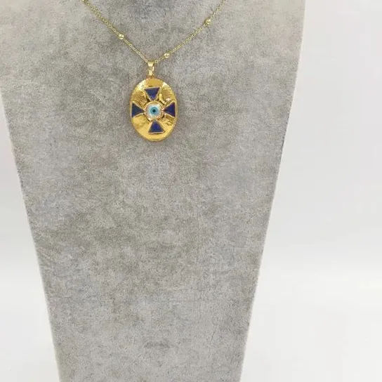 Authentic The Astral Sentinel: Star and Evil Eye Brass Talisman Necklace