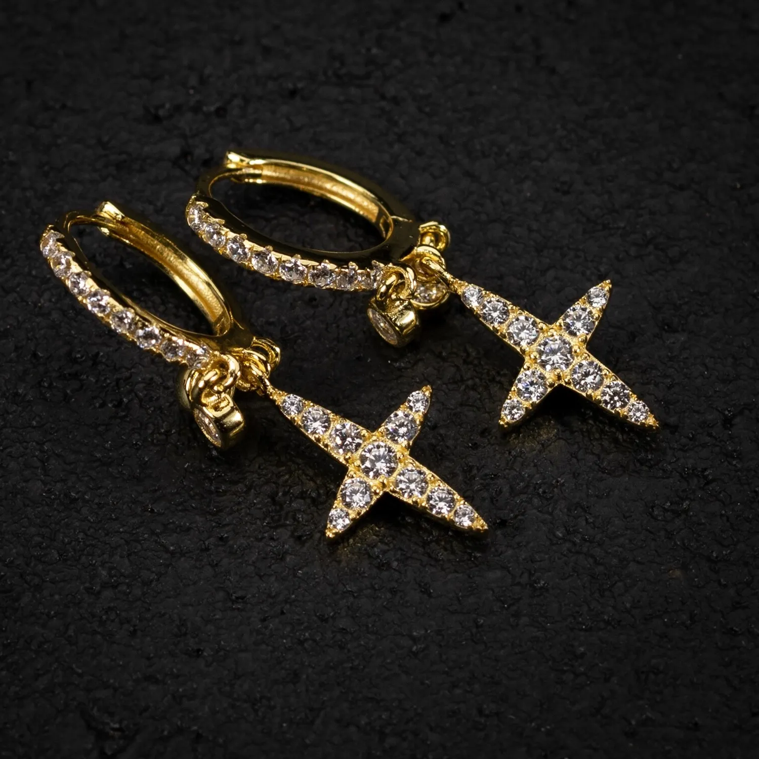 Authentic Embody the Divine - 14K Gold Plated Dangle Cross Earrings
