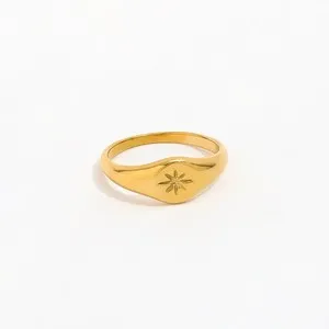 Authentic The Navigator's Embrace: 18K Gold Plated North Star Talisman Ring