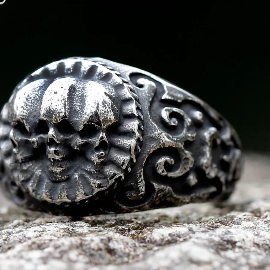 Authentic The Sovereign Ossuary: Vintage Silvery Black Domineering Skull Ring