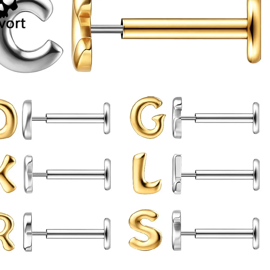 Authentic The Sigil of the Initial: ASTM F136 Titanium Threadless Labret Stud
