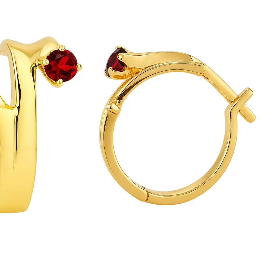 Authentic 18K Gold Plated Gemstone Mini Hoop Earrings for Women, Modern Style TGE1032