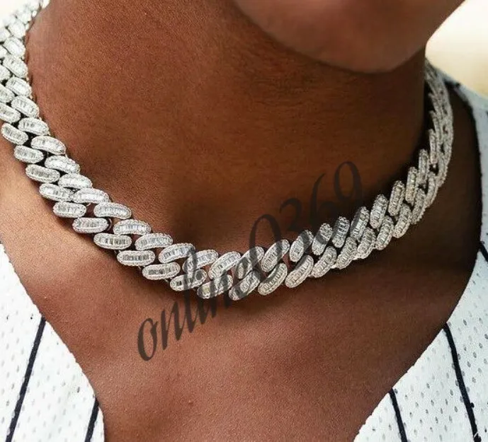 Authentic Radiant Luminary 12mm Baguette Chain in White Gold Plated Silver