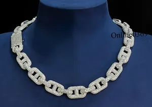 Authentic Radiant Flow Baguette Moissanite Tennis Link Chain in White Gold Plated Silver