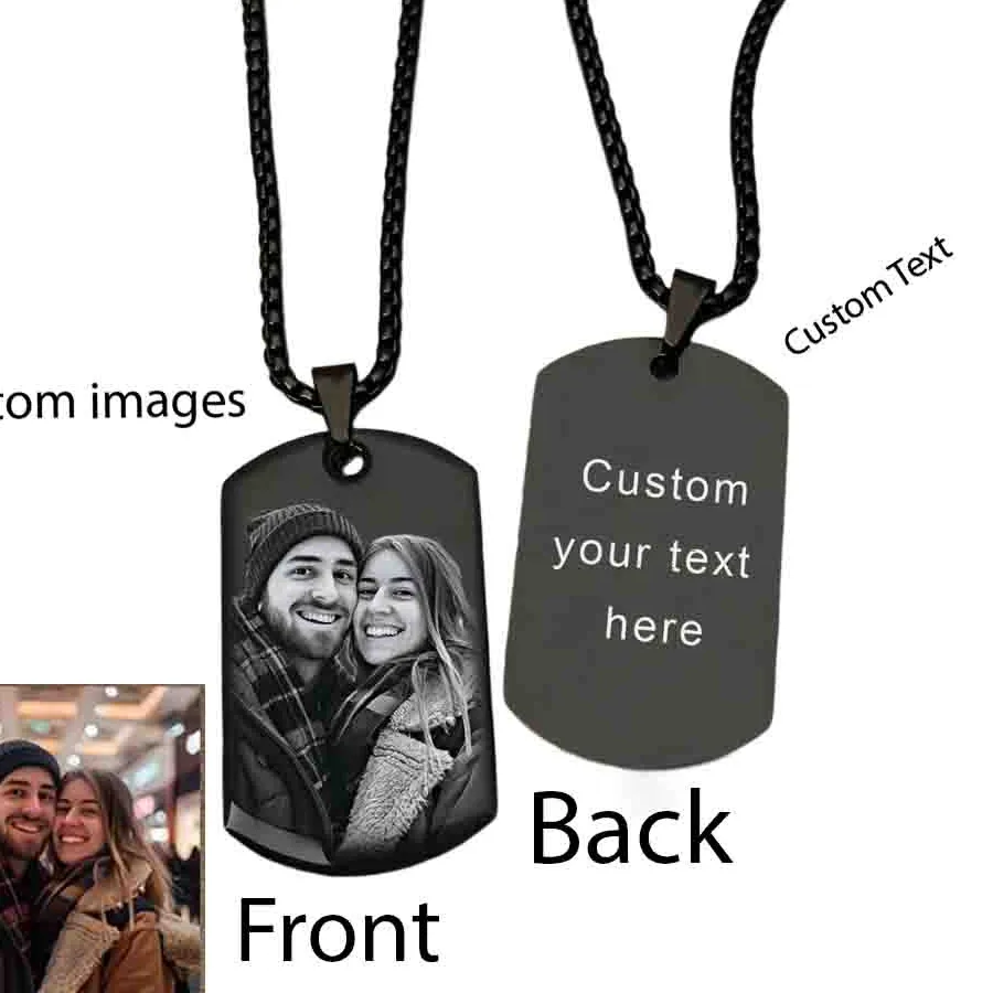 Authentic Personalized Label Pendant, Custom Necklace, Engraved Text Photo Pendant, Birthday Commemorative Friend