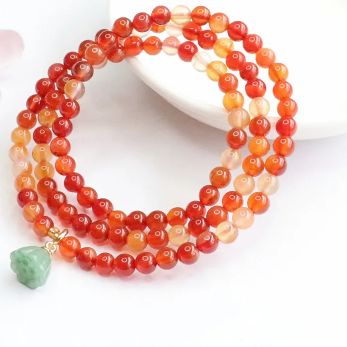 Authentic Crimson Lotus Blossom Multi-Loop Agate Sacred Talisman