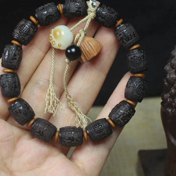 Authentic Sacred Lotus Ebony and Golden Fortune Prayer Beads