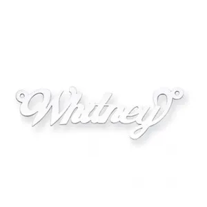 Authentic The Luminescent Aura Nameplate Pendant in 14K White Gold Plate
