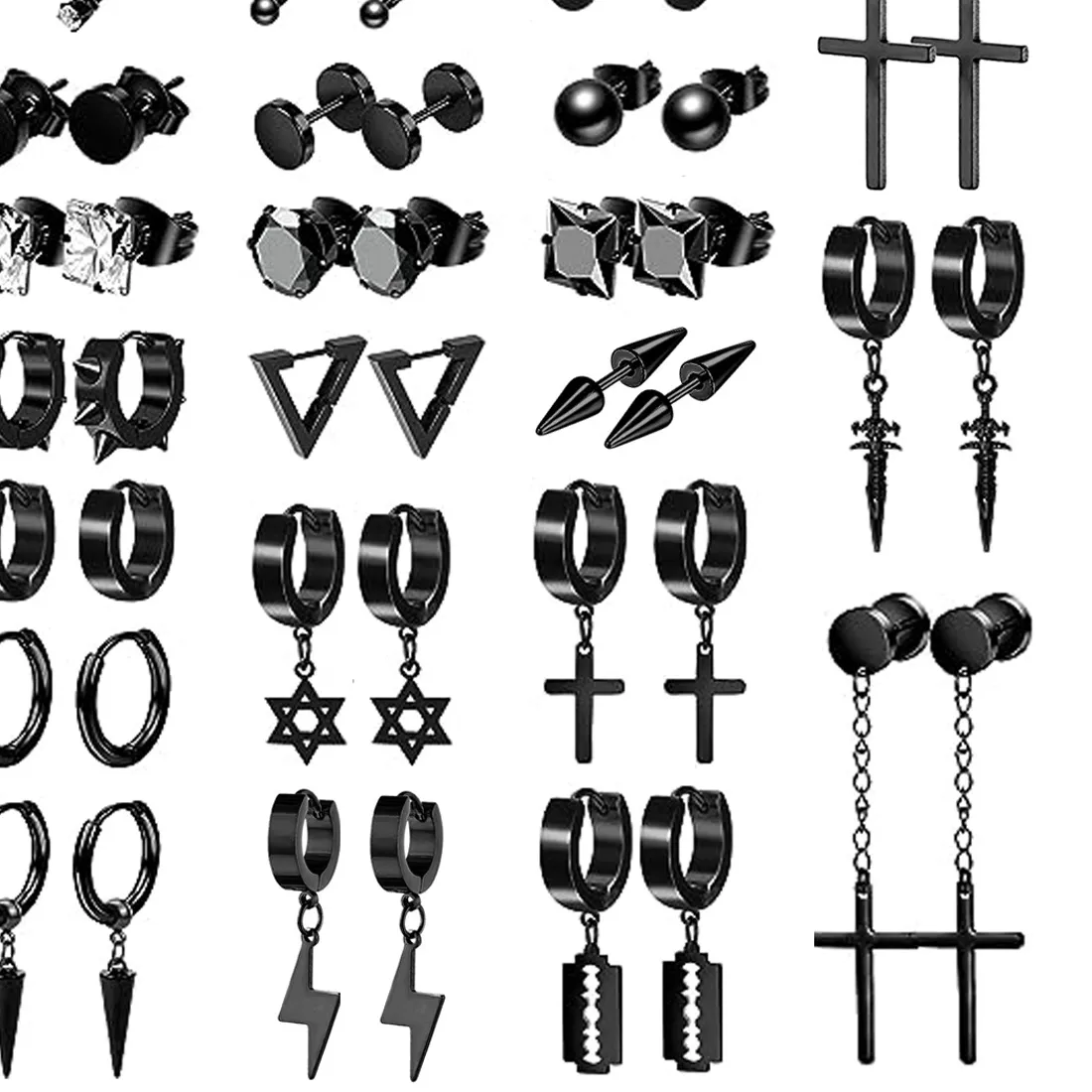 Authentic 22 Black Earring Small Hug Circle Earrings Cross Studs And Earrings, Fashionable Pierced Jewelry