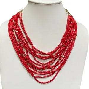 Authentic Crimson Aura Gold‑Plated Multi‑Strand Necklace – Sacred Love Talisman