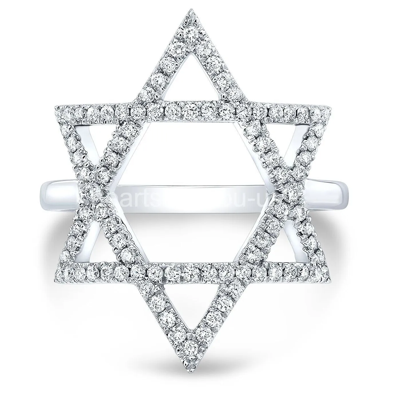 Authentic Shining Star of Protection: 1ct Round Cut Simulated Diamond Star of David Ring