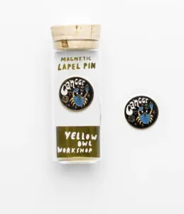 Authentic Celestial Cancer Zodiac Magnetic Lapel Pin in Radiant 22K Gold Plate