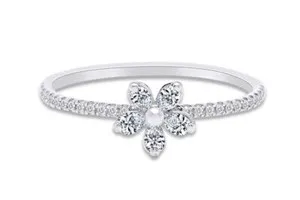 Authentic The Gilded Blossom: 1.10 CT Pear and Diamond Daisy Ring in 10k Solid Gold