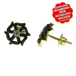 Authentic Celestial Bloom: Diamond Petal Studs in Radiant Gold