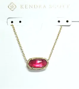 Authentic The Crimson Veil Oval Pendant in Radiant Gold