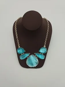 Authentic The Kenzie Aqua Illusion Sacred Statement Necklace in 14 Karat Gold Plate