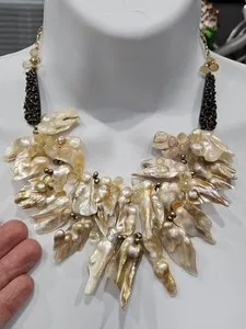 Authentic Luminous Tide: The Celestial Pearl and Quartz Altar Necklace
