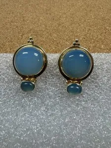 Authentic Ethereal Chalcedony Radiance: Celestial Gold-Plated Talismans