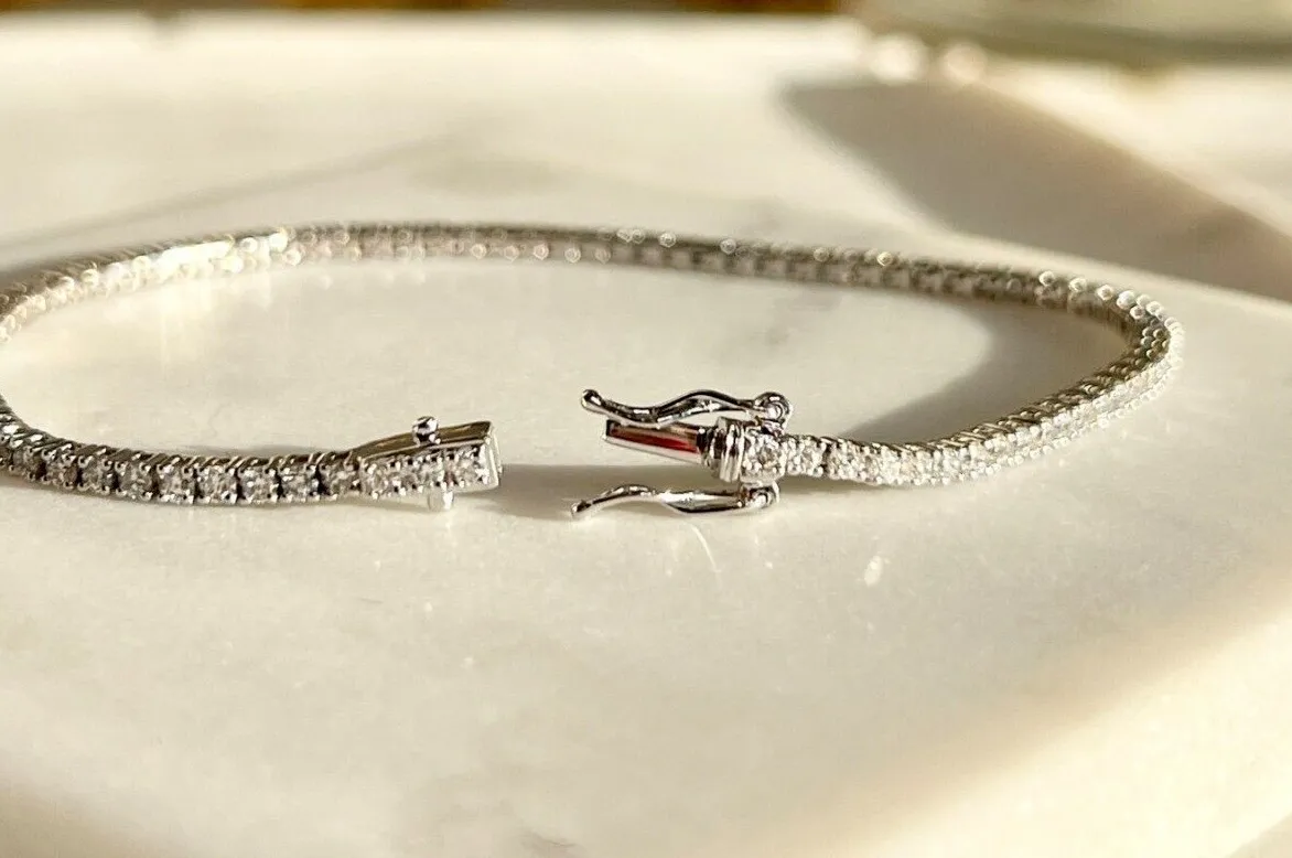 Authentic Radiant Luminary 5 Carat Lab-Created Diamond Tennis Bracelet in 14K White Gold Plating