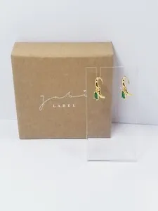 Authentic Gabbi Label MIRAGE Emerald Green 18K Gold-Plated Huggies