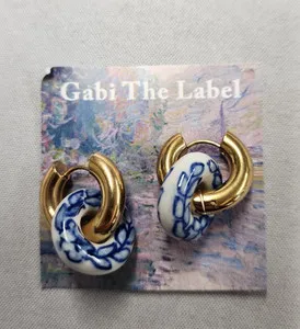 Authentic Gabi The Label 18K Gold Plated Ceramic Donut Hoop Earrings