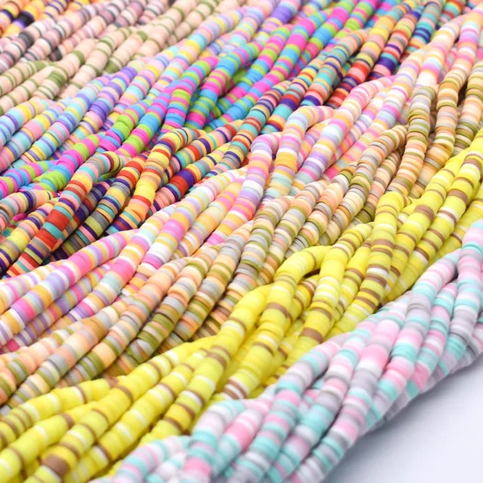 Authentic Celestial Summer Spiral: 15‑Inch Heishi Beads of Radiant Harmony