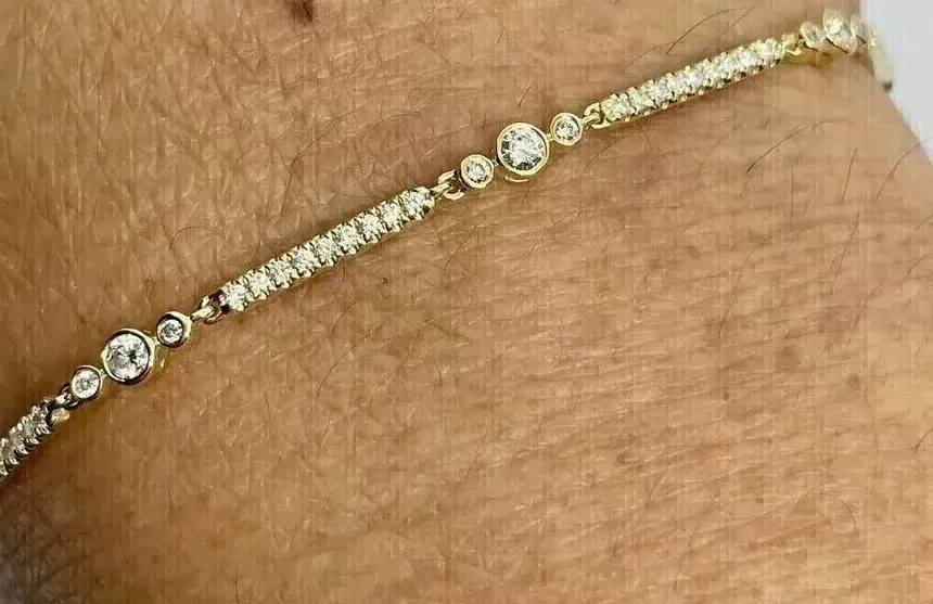 Authentic 6CT Round Cut Lab-Created Diamond Women's Tennis Bracelet 14K Yellow Gold Plated