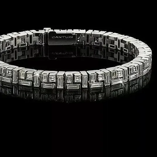 Authentic Protective Radiance: 8TCW Baguette Cut Celestial Diamond Tennis Bracelet